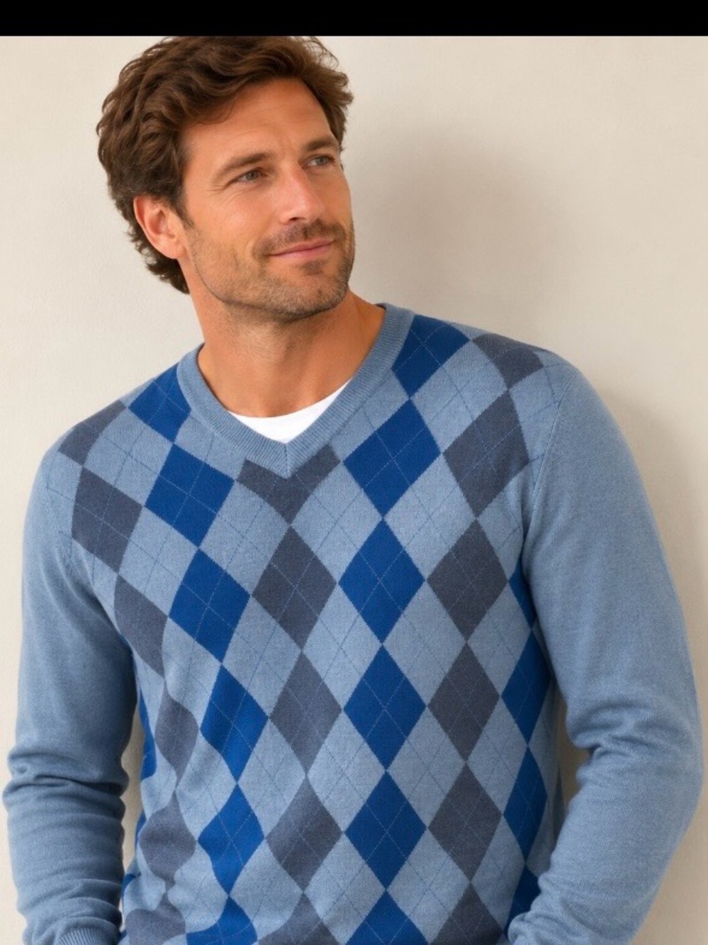 Banana Republic Men’s Blue Argyle Sweater XL